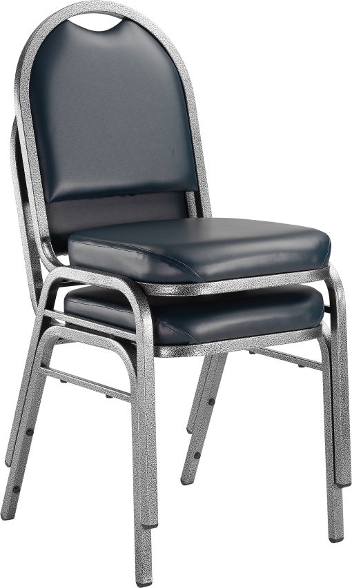 National Public Seating Dome-Back Stacking Banquet Chairs, Vinyl, Midnight Blue/Silvervein, Set Of 2 - Image 2