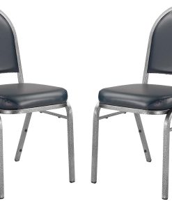 National Public Seating Dome-Back Stacking Banquet Chairs, Vinyl, Midnight Blue/Silvervein, Set Of 2