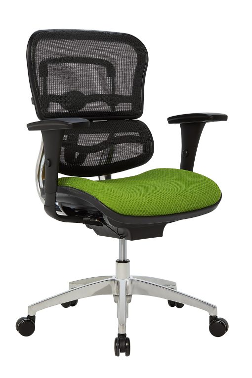 WorkPro® 12000 Series Ergonomic Mesh/Premium Fabric Mid-Back Chair, Black/Lime, BIFMA Compliant
