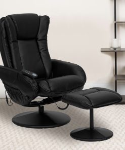 Flash Furniture Multi-Position Heated Massage Recliner With Ottoman, Black