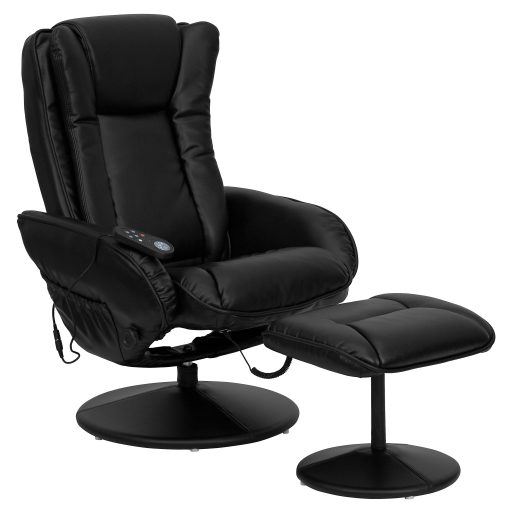 Flash Furniture Multi-Position Heated Massage Recliner With Ottoman, Black - Image 2