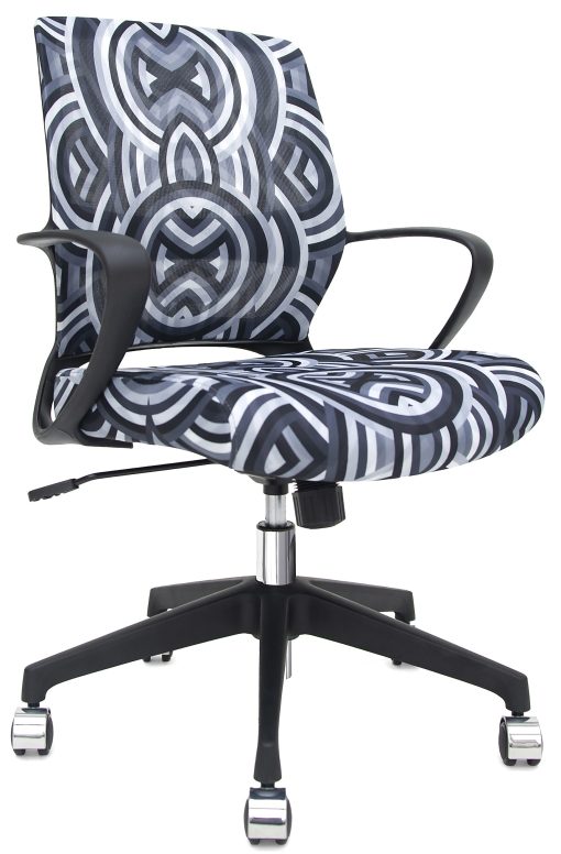 Raynor® Elizabeth Sutton Gramercy Fabric Mid-Back Task Chair, Greyscale Echo/Black/Silver