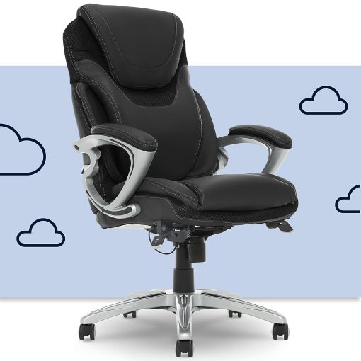 Serta® AIR™ Health & Wellness Ergonomic Bonded Leather High-Back Executive Office Chair, Black - Image 2