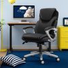 Flash Furniture Mid Back Mesh Ergonomic Drafting Chair with Adjustable Foot Ring and Flip-Up Arms, Black 4