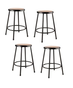 National Public Seating Hardboard Stools, 24"H, Black, Set of 4