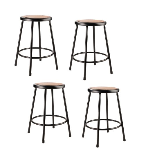 National Public Seating Hardboard Stools, 24"H, Black, Set of 4