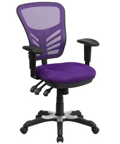 Flash Furniture Ergonomic Mesh Mid-Back Swivel Task Chair, Purple/Black 2