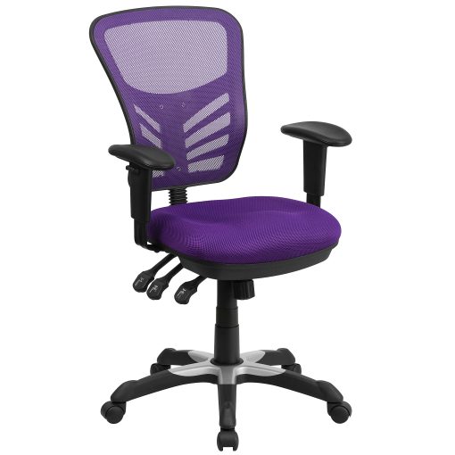 Flash Furniture Ergonomic Mesh Mid-Back Swivel Task Chair, Purple/Black - Image 2