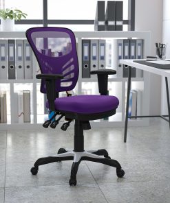 Flash Furniture Ergonomic Mesh Mid-Back Swivel Task Chair, Purple/Black