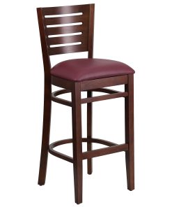 Flash Furniture Slat Back Restaurant Bar Stool, Burgundy/Walnut