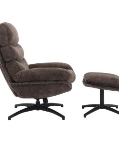 Office Star Kerry Swivel Lounge Accent Chair & Footrest, Black/Brown 2