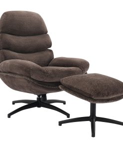Office Star Kerry Swivel Lounge Accent Chair & Footrest, Black/Brown