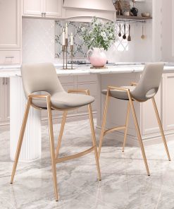 Zuo Desi Counter-Height Stools, Beige/Gold, Set Of 2 Stools 2