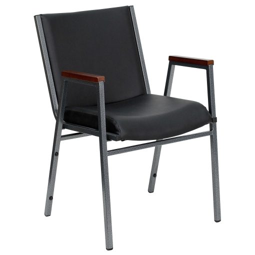 Flash Furniture HERCULES Series Heavy-Duty Stack Chair With Arms, Black - Image 2
