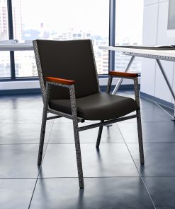 Flash Furniture HERCULES Series Heavy-Duty Stack Chair With Arms, Black