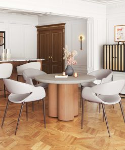 Zuo Limay Dining Accent Chairs, Beige/Walnut, Set Of 2 Chairs 2