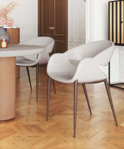 Zuo Limay Dining Accent Chairs, Beige/Walnut, Set Of 2 Chairs