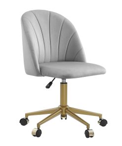 Linon Ashland Velvet Mid-Back Office Desk Chair, Gray/Gold