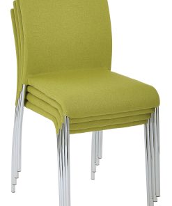 Ave Six Conway Stacking Chairs, Spring Green/Silver, Set Of 4