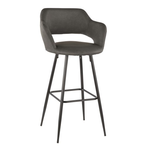 LumiSource Margarite Bar Stools, Black/Gray, Set Of 2 Stools - Image 2