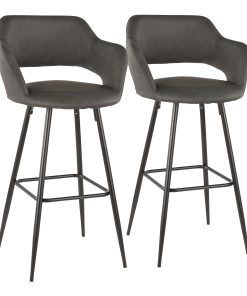 LumiSource Margarite Bar Stools, Black/Gray, Set Of 2 Stools