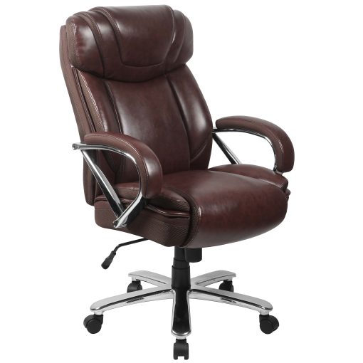 Flash Furniture Hercules LeatherSoft™ Faux Leather High-Back Big & Tall Ergonomic Office Chair, Brown/Gray - Image 2