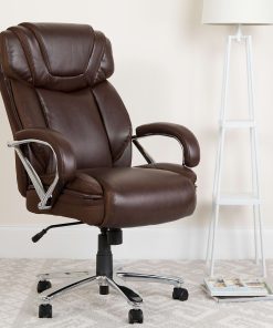 Flash Furniture Hercules LeatherSoft™ Faux Leather High-Back Big & Tall Ergonomic Office Chair, Brown/Gray