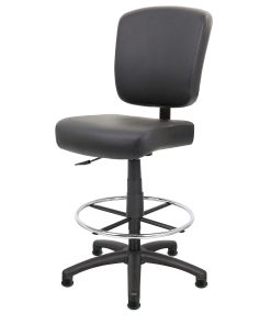 Boss Office Products Heavy-Duty Office Stool With Back, Black