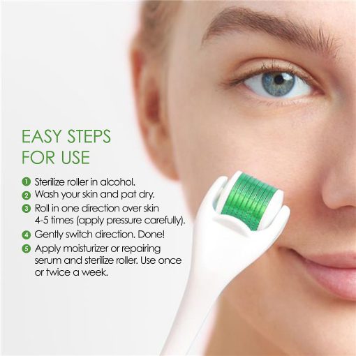 Pursonic MDR500 0.5 mm Micro-Needle Anti-Aging Derma Roller, 1-1/4”H x 1”W x 5”D, Green - Image 2