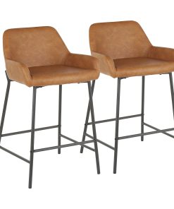 LumiSource Daniella Counter Stools, Black/Camel, Set Of 2 Stools 2