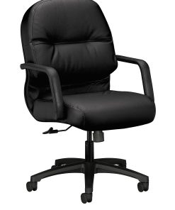 HON® Pillow-Soft® Bonded Leather Mid-Back Chair, Black