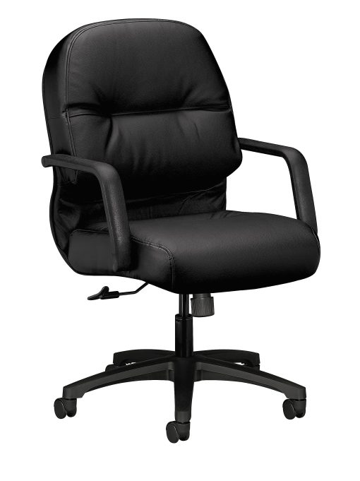 HON® Pillow-Soft® Bonded Leather Mid-Back Chair, Black