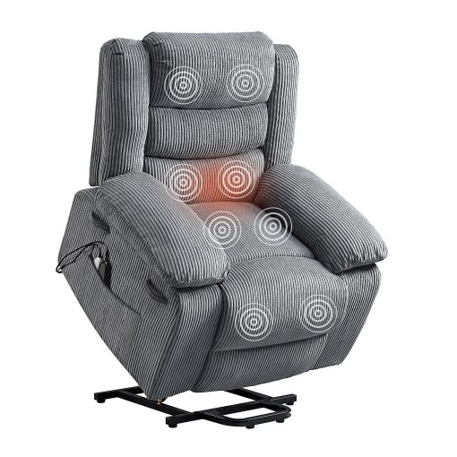 Bestier Power Lift Cordura Plus Recliner Accent Chair With Massage And Heating, Gray - Image 2