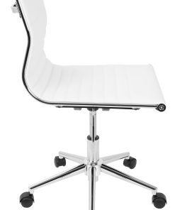 LumiSource Master Contemporary Armless Adjustable Task Chair, White/Chrome 2