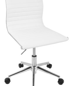 LumiSource Master Contemporary Armless Adjustable Task Chair, White/Chrome