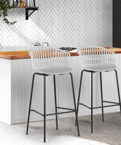 Glamour Home Basil Plastic Barstools With Back, Gray/Black, Set Of 2 Barstools 2