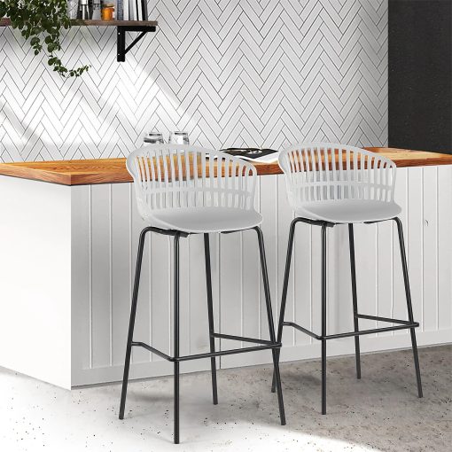 Glamour Home Basil Plastic Barstools With Back, Gray/Black, Set Of 2 Barstools - Image 2