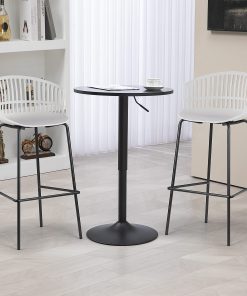 Glamour Home Basil Plastic Barstools With Back, Gray/Black, Set Of 2 Barstools