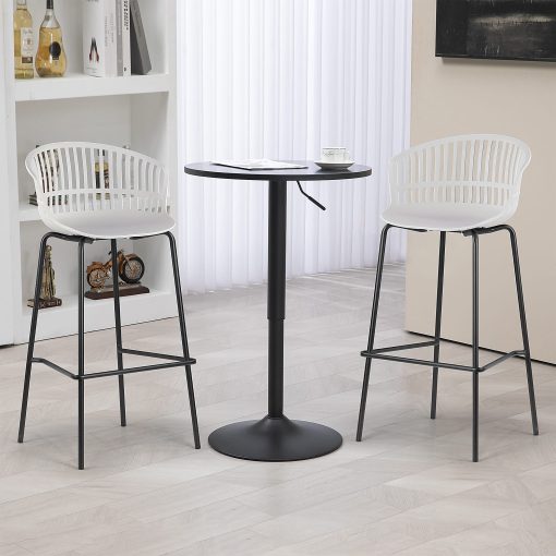 Glamour Home Basil Plastic Barstools With Back, Gray/Black, Set Of 2 Barstools