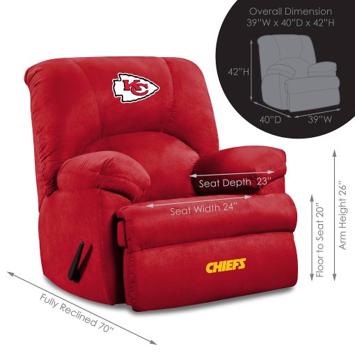 Imperial NFL GM Microfiber Recliner Accent Chair, Kansas City Chiefs, Black - Image 2