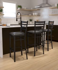 Flash Furniture HERCULES Ladder Back Restaurant Bar Stool, Black 2