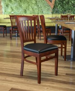 Flash Furniture HERCULES Vertical Slat Back Restaurant Chair, Black/Mahogany 2