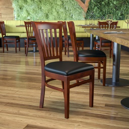 Flash Furniture HERCULES Vertical Slat Back Restaurant Chair, Black/Mahogany - Image 2