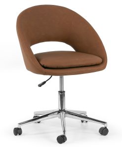Glamour Home Aura Ergonomic Faux Leather Low-Back Adjustable Height Swivel Office Task Chair, Brown 2