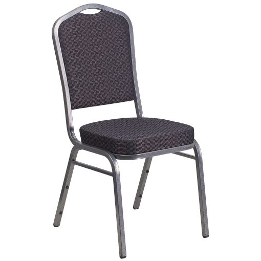 Flash Furniture HERCULES Fabric Crown-Back Stacking Banquet Chair, Black/Silver - Image 2