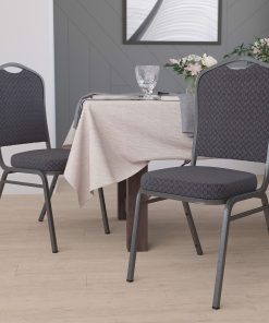 Flash Furniture HERCULES Fabric Crown-Back Stacking Banquet Chair, Black/Silver