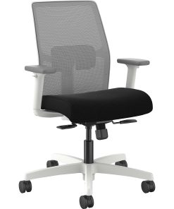 HON Ignition Low-back Task Chair - Black Seat Color - Fog Back Color - Mesh Back Material - Designer White Frame Color - Low Back - 1 Each