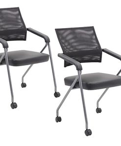 Boss Office Products Nesting Chairs, Black/Pewter, Set Of 2 2
