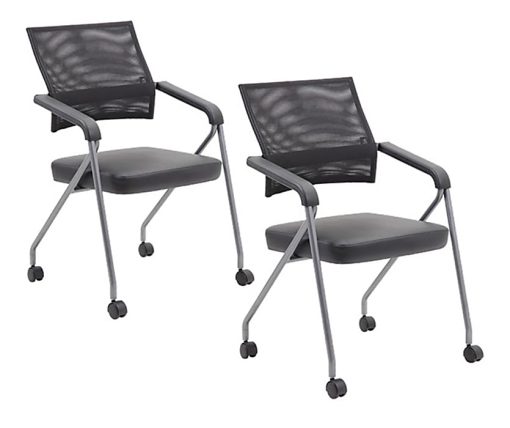 Boss Office Products Nesting Chairs, Black/Pewter, Set Of 2 - Image 2