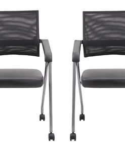 Boss Office Products Nesting Chairs, Black/Pewter, Set Of 2